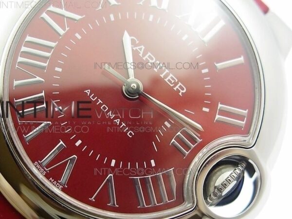 Ballon Bleu 33mm SS AF Red Dial on Red Croco Leather Strap – Bild 3