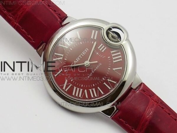 Ballon Bleu 33mm SS AF Red Dial on Red Croco Leather Strap