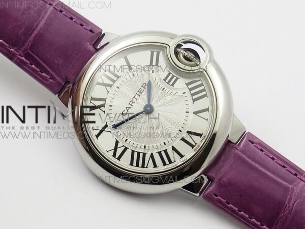 Ballon Bleu 33mm SS AF White Textured Dial on Purple Crocodile Strap Ronda Quartz – Bild 11