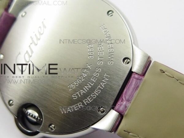 Ballon Bleu 33mm SS AF White Textured Dial on Purple Crocodile Strap Ronda Quartz – Bild 18