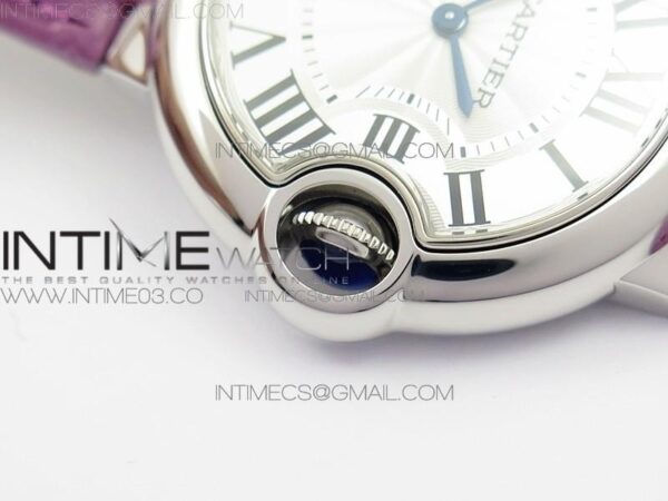 Ballon Bleu 33mm SS AF White Textured Dial on Purple Crocodile Strap Ronda Quartz – Bild 10