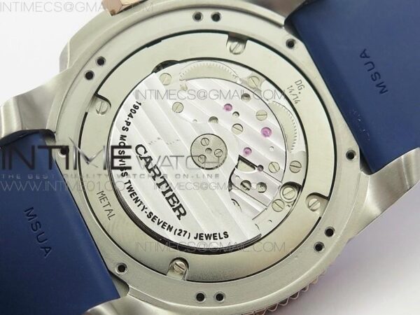 Calibre De Cartier Diver SS/RG Blue JJF on Blue Rubber Strap – Bild 9