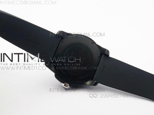 Calibre de Cartier W7100056 DLC JJF Black Dial on Black Rubber Strap 23J – Bild 12