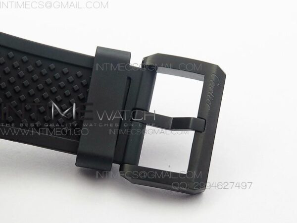 Calibre de Cartier W7100056 DLC JJF Black Dial on Black Rubber Strap 23J – Bild 9