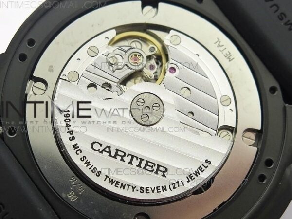 Calibre de Cartier W7100056 DLC JJF Black Dial on Black Rubber Strap 23J – Bild 10