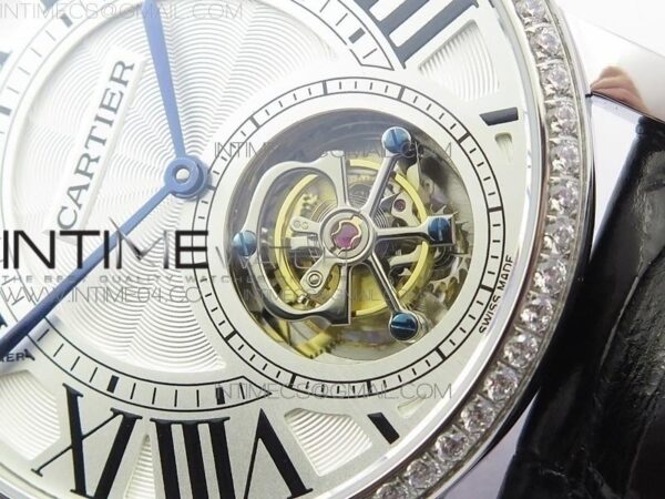 Rotonde Flying Tourbillon SS BLF White Dial Diamonds Bezel on Black Leather Strap V2 – Bild 2