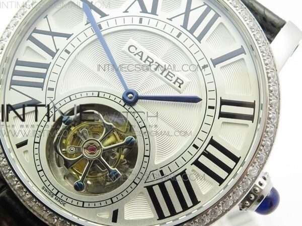 Rotonde Flying Tourbillon SS BLF White Dial Diamonds Bezel on Black Leather Strap V2 – Bild 11