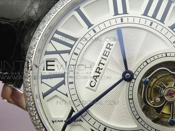 Rotonde Flying Tourbillon SS BLF White Dial Diamonds Bezel on Black Leather Strap V2 – Bild 4