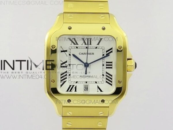 Santos de Cartier 40mm 2018 BVF  YG White Dial on YG SmartLinks Bracelet