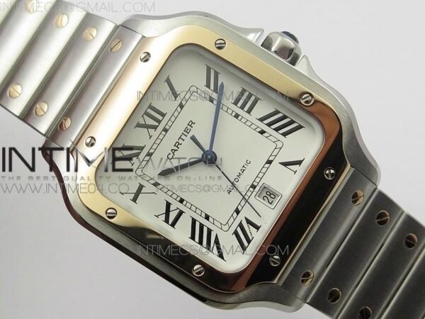 Santos de Cartier 40mm 2018 SS/RG BVF RG Bezel White Dial on SS/RG SmartLinks Bracelet – Bild 7
