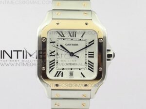 Santos de Cartier 40mm 2018 SS/RG BVF RG Bezel White Dial on SS/RG SmartLinks Bracelet