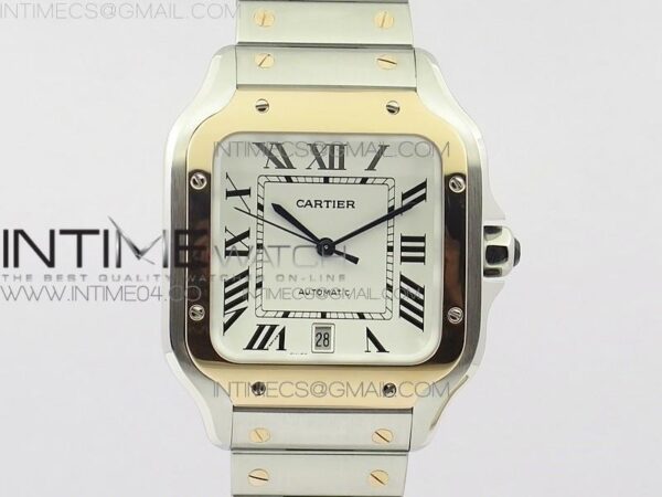 Santos de Cartier 40mm 2018 SS/RG BVF RG Bezel White Dial on SS/RG SmartLinks Bracelet