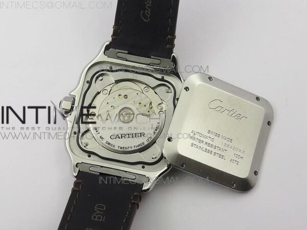 Santos de Cartier 40mm 2018 SS/RG V6F White Dial on Black Leather Strap – Bild 19