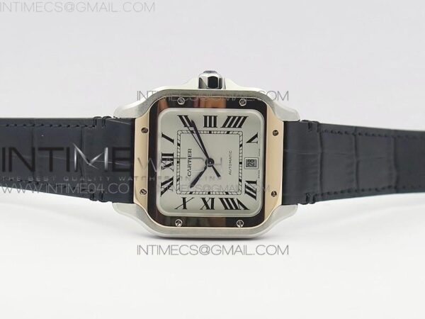 Santos de Cartier 40mm 2018 SS/RG V6F White Dial on Black Leather Strap – Bild 3