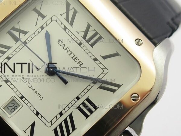 Santos de Cartier 40mm 2018 SS/RG V6F White Dial on Black Leather Strap – Bild 5