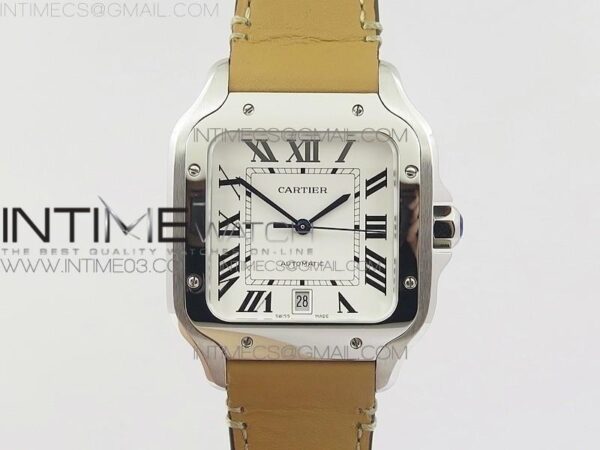 Santos de Cartier Large 2018 KOR  White Dial on Brown Leather Strap