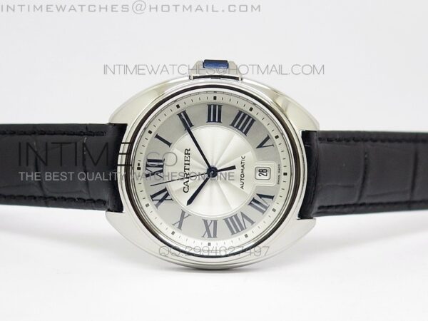 CLE DE CARTIER SS V6F WHITE TEXTURED DIAL ON BLACK LEATHER STRAP MIYOTA9015 – Bild 2