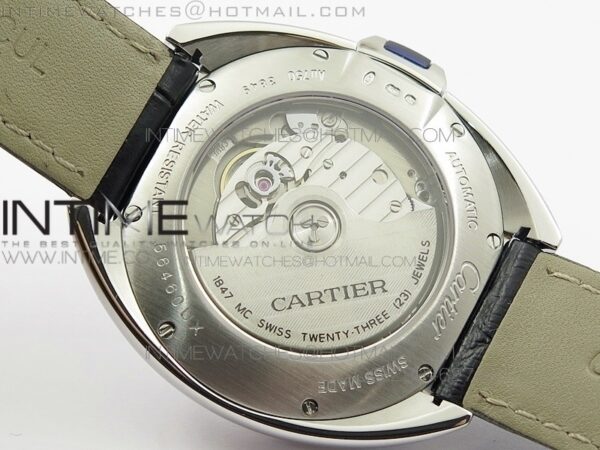 CLE DE CARTIER SS V6F WHITE TEXTURED DIAL ON BLACK LEATHER STRAP MIYOTA9015 – Bild 12