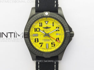 AVENGER V32395 45mm Ti DLC 1:1 Best Edition Yellow Dial on Nylon Strap A2824
