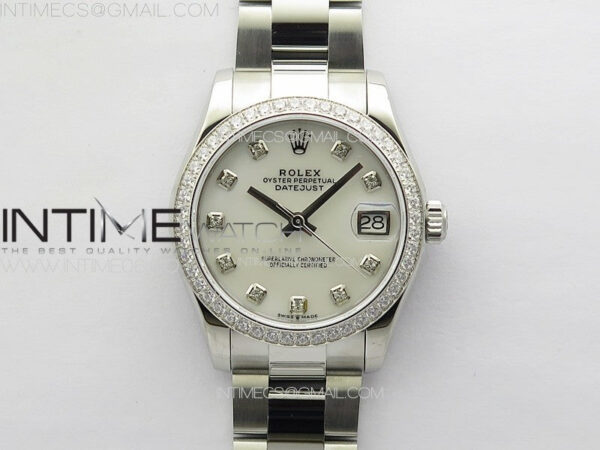 DateJust 31mm 72610 SS Crystals Bezel APSF Best Edition White MOP Dial Crystals Markers on Oyster Bracelet A2824 – Bild 2