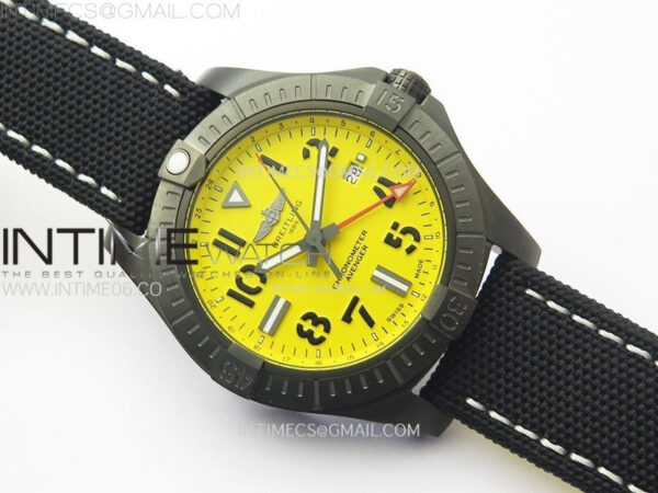 AVENGER V32395 45mm Ti DLC 1:1 Best Edition Yellow Dial on Nylon Strap A2824 – Bild 2