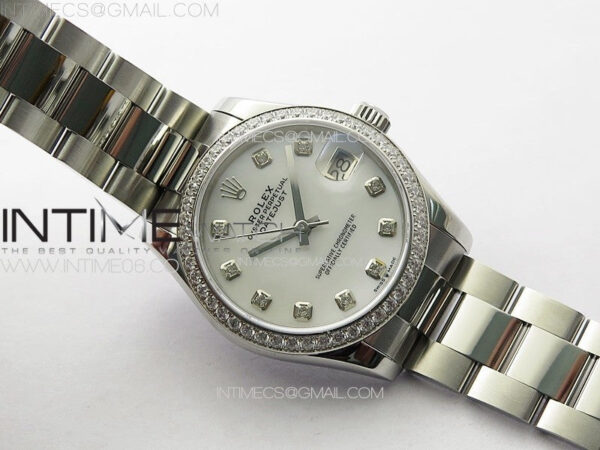 DateJust 31mm 72610 SS Crystals Bezel APSF Best Edition White MOP Dial Crystals Markers on Oyster Bracelet A2824 – Bild 3