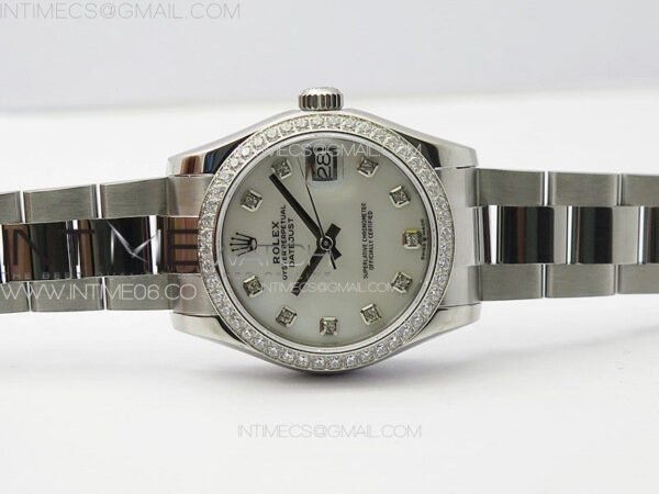 DateJust 31mm 72610 SS Crystals Bezel APSF Best Edition White MOP Dial Crystals Markers on Oyster Bracelet A2824 – Bild 4