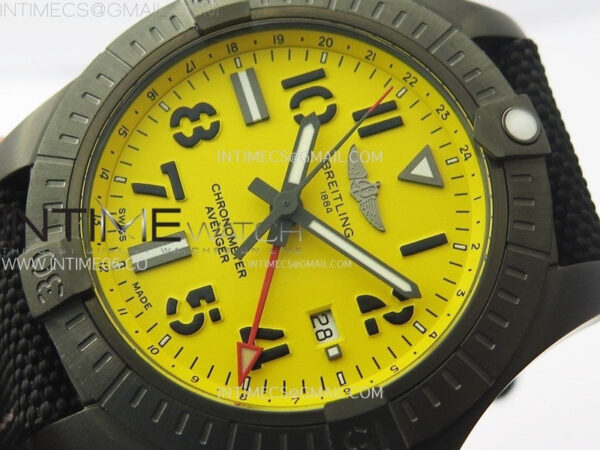 AVENGER V32395 45mm Ti DLC 1:1 Best Edition Yellow Dial on Nylon Strap A2824 – Bild 4