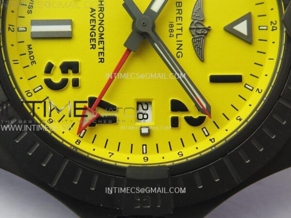 AVENGER V32395 45mm Ti DLC 1:1 Best Edition Yellow Dial on Nylon Strap A2824 – Bild 5