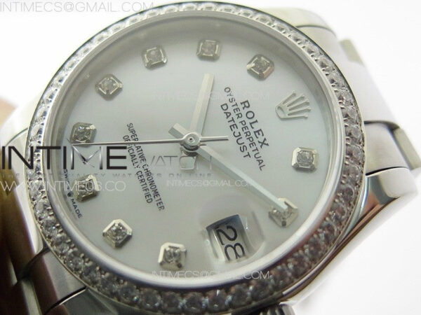 DateJust 31mm 72610 SS Crystals Bezel APSF Best Edition White MOP Dial Crystals Markers on Oyster Bracelet A2824 – Bild 5