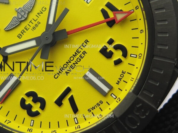 AVENGER V32395 45mm Ti DLC 1:1 Best Edition Yellow Dial on Nylon Strap A2824 – Bild 6