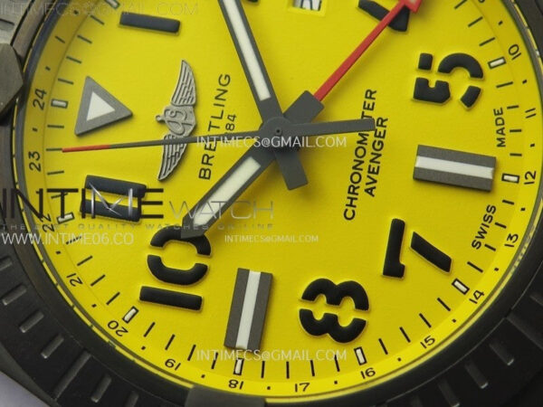 AVENGER V32395 45mm Ti DLC 1:1 Best Edition Yellow Dial on Nylon Strap A2824 – Bild 7