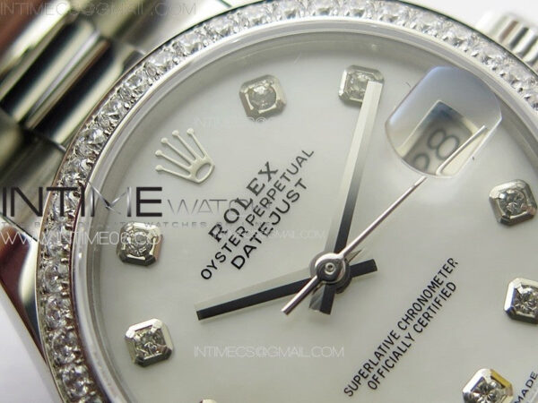 DateJust 31mm 72610 SS Crystals Bezel APSF Best Edition White MOP Dial Crystals Markers on Oyster Bracelet A2824 – Bild 8