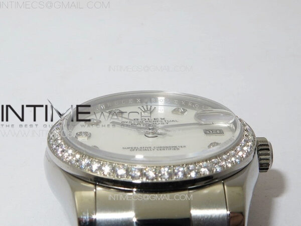 DateJust 31mm 72610 SS Crystals Bezel APSF Best Edition White MOP Dial Crystals Markers on Oyster Bracelet A2824 – Bild 9