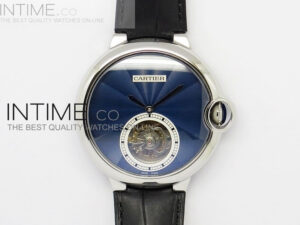 Ballon Bleu Tourbillon SS Blue Textured Dial on Black Leather Strap