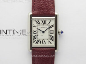 Tank Louis Ladies 25mm SS 8848F 1:1 Best Edition White Dial on Dark Red Leather Strap Ronda Quartz