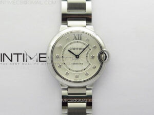 Ballon Bleu 36mm SS K3F 1:1 Best Edition White Textured Dia Markers Dial on SS Bracelet A076
