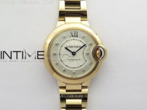 Ballon Bleu 33mm RG K3F 1:1 Best Edition White Textured Dia Markers Dial on SS Bracelet A076