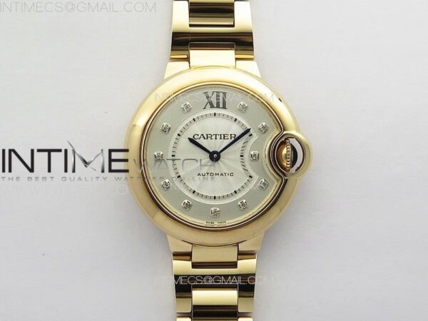 Ballon Bleu 33mm RG K3F 1:1 Best Edition White Textured Dia Markers Dial on SS Bracelet A076