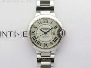 Ballon Bleu 33mm SS K3F 1:1 Best Edition White Textured Dial on SS Bracelet A076