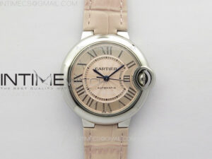 Ballon Bleu 33mm SS K3F 1:1 Best Edition Pink Textured Dial on Pink Leather Strap A076