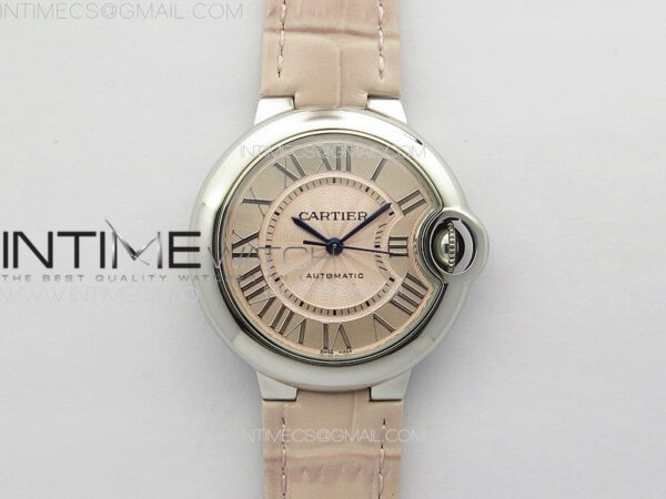 Ballon Bleu 33mm SS K3F 1:1 Best Edition Pink Textured Dial on Pink Leather Strap A076