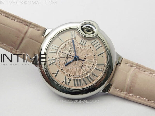 Ballon Bleu 33mm SS K3F 1:1 Best Edition Pink Textured Dial on Pink Leather Strap A076 – Bild 2