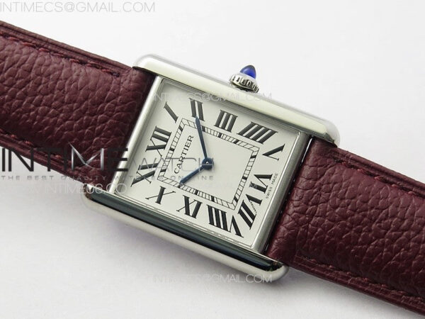 Tank Louis Ladies 25mm SS 8848F 1:1 Best Edition White Dial on Dark Red Leather Strap Ronda Quartz – Bild 2