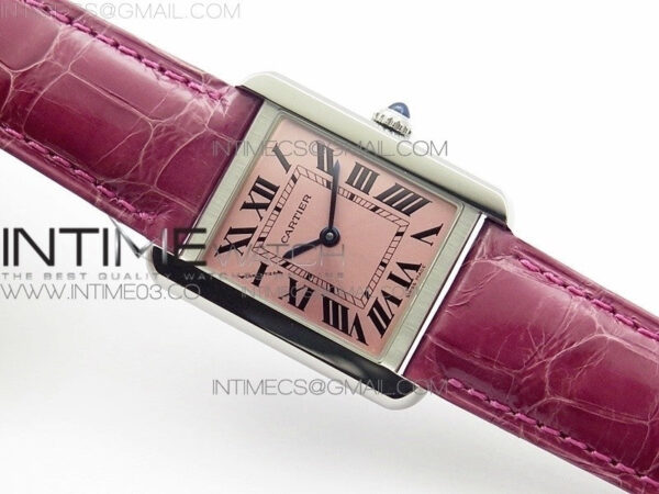 Tank Solo Ladies 25mm SS K11 1:1 Best Edition Pink Dial on Pink Croco Leather Strap Ronda Quartz – Bild 3