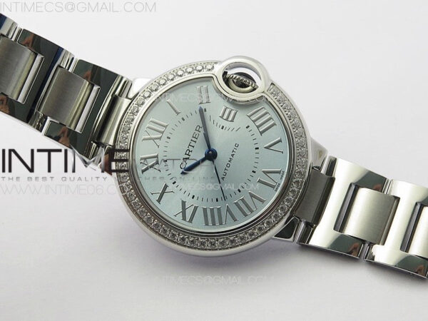 Ballon Bleu 33mm Diamonds Bezel SS K3F 1:1 Best Edition Ice Blue Dial on SS Bracelet A076 – Bild 3