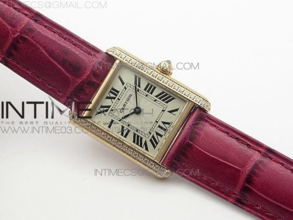 Tank Louis WJTA0014 22.5mm RG TKF 1:1 Best Edition White Dial Diamond Bezel on Pink Leather Strap Ronda Quartz – Bild 2