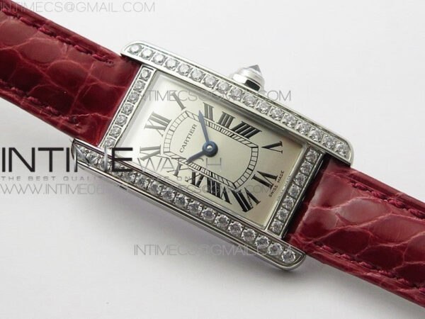 Tank WJTA0029 29mm 8848F Crystal Bezel SS Silver Dial on Pink Croco Strap Ronda Quartz – Bild 2