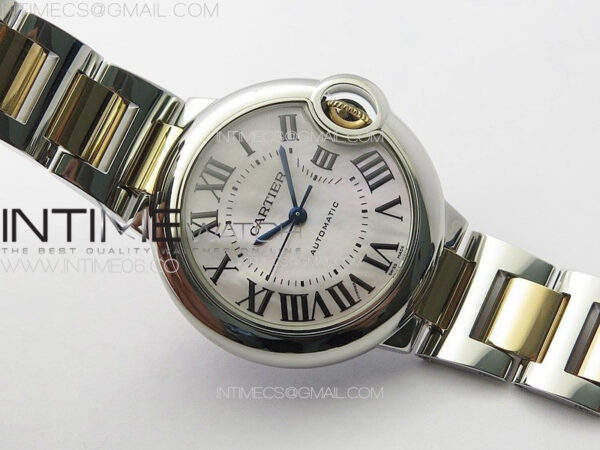 Ballon Bleu 33mm SS/RG K3F 1:1 Best Edition White MOP Dial on SS Bracelet A076 – Bild 2