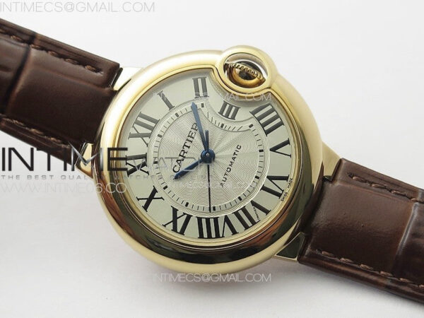 Ballon Bleu 33mm RG K3F 1:1 Best Edition White Textured Dial on Brown Leather Strap A076 – Bild 2